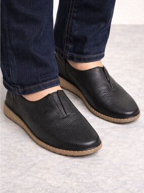 Brioso Black Pebbled Leather Slip On Loafers 11 Comfort Casual Minimalist Shoes